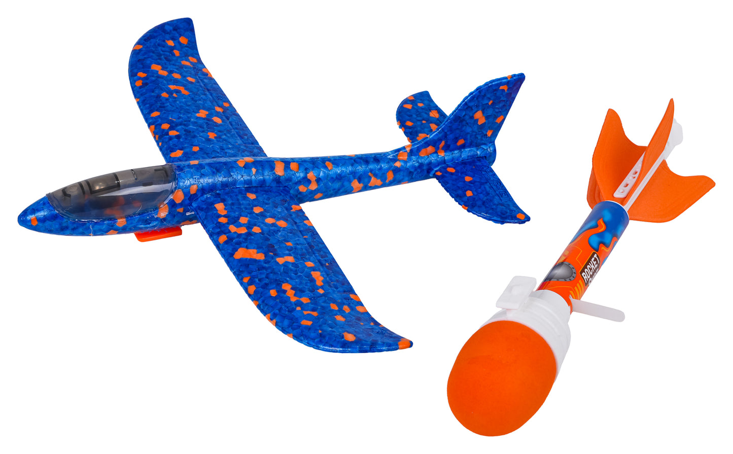 2-in-1 lidaparātu komplekts ar palaišanas katapultu – lidmašīna + raķete (6+) Sarkans/Zils