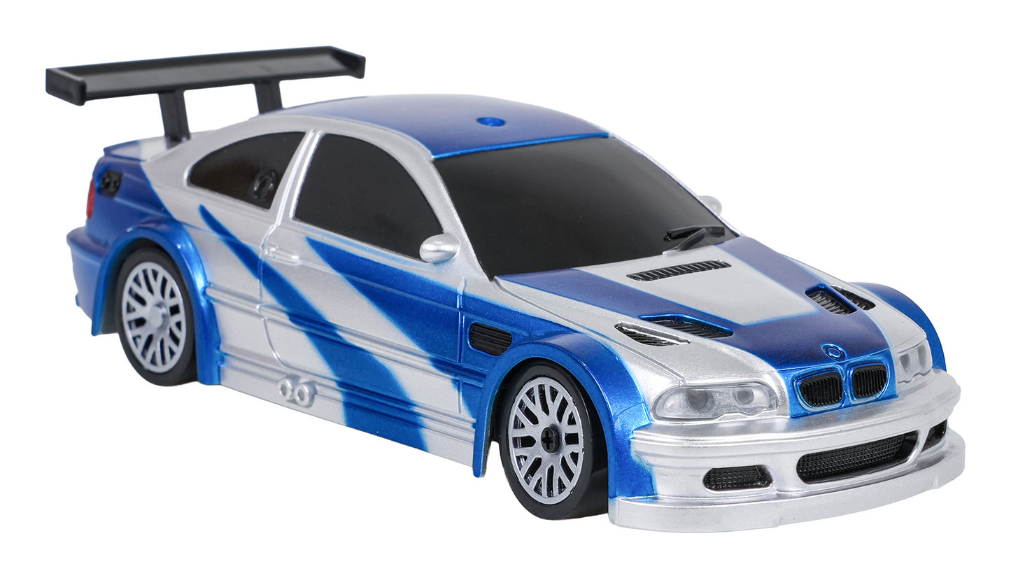 Radiovadāma drifta mašīna 1:43 (4WD, Gyro) zila + piederumi, 14+