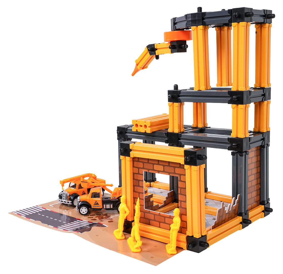 Būvlaukuma garāžas komplekts ar mašīnām un figūriņām (3+)