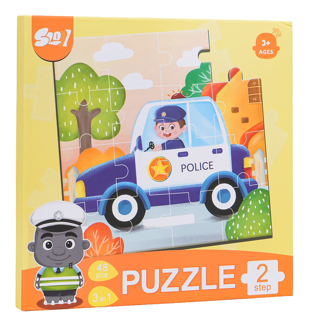 Magnētiskā transportlīdzekļu puzle grāmatā – 3 attēli, 48 detaļas (3+)