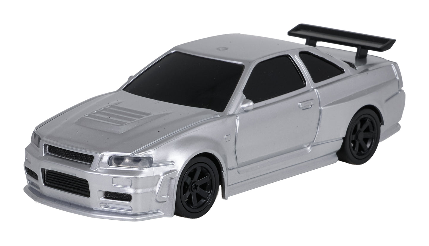 Radiovadāma drifta mašīna 1:43 (4WD, Gyro) sudraba + piederumi, 14+