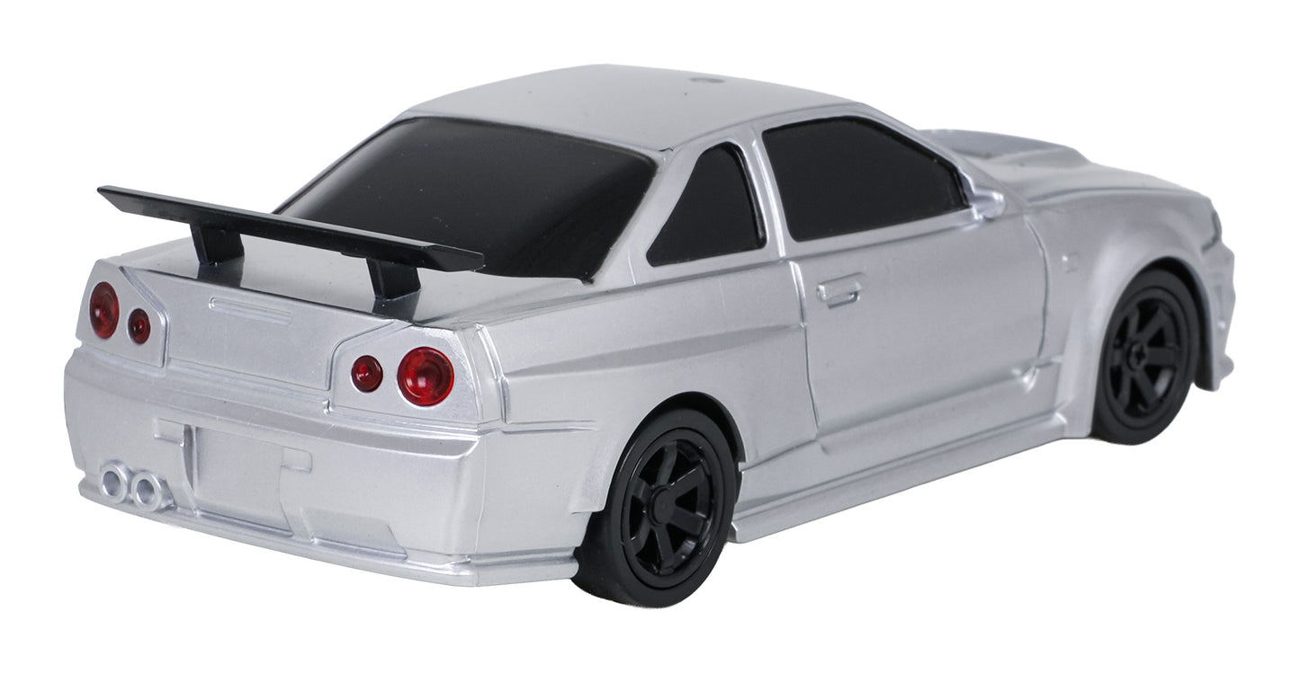 Radiovadāma drifta mašīna 1:43 (4WD, Gyro) sudraba + piederumi, 14+