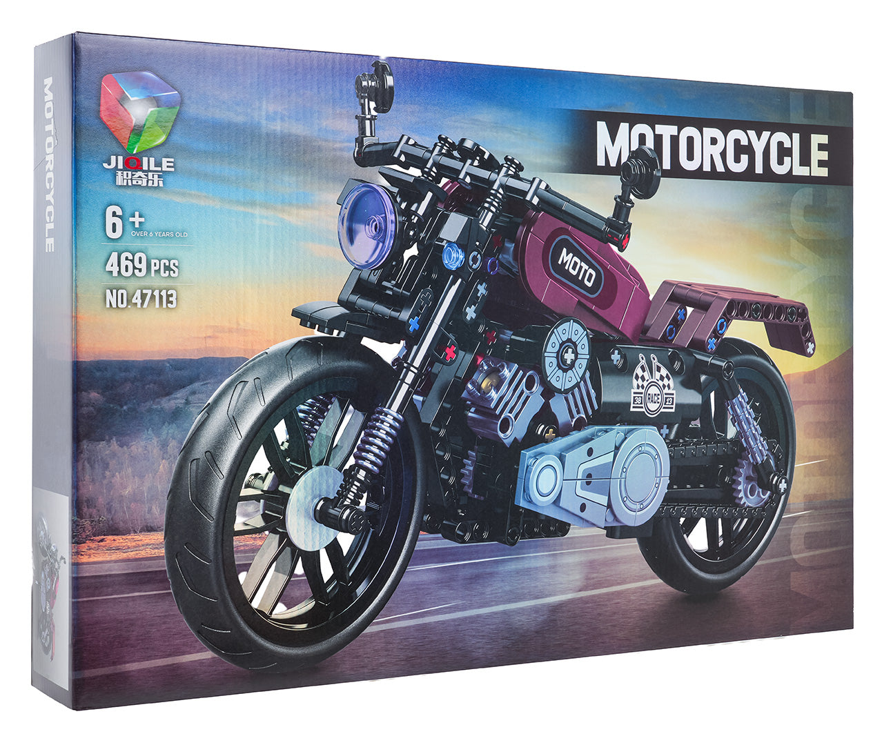 Motocikla klucīšu komplekts 469 gab. (melns/bordo) ar gumijas riepām, 6+