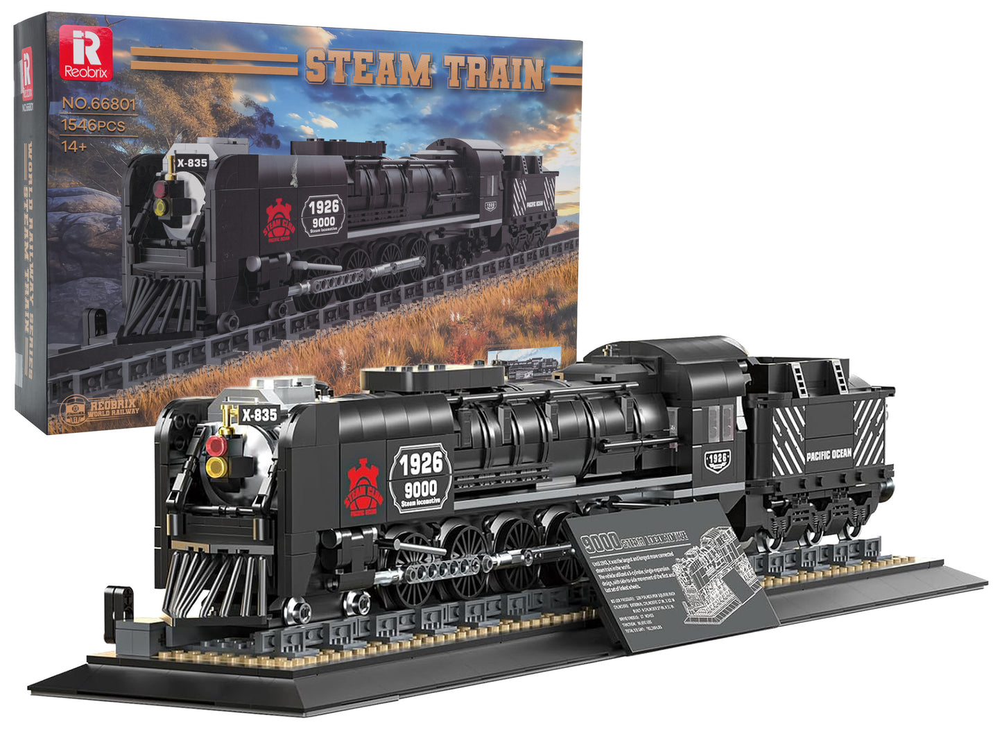 Retro tvaika lokomotīves klucīšu komplekts – 1546 detaļas (14+)