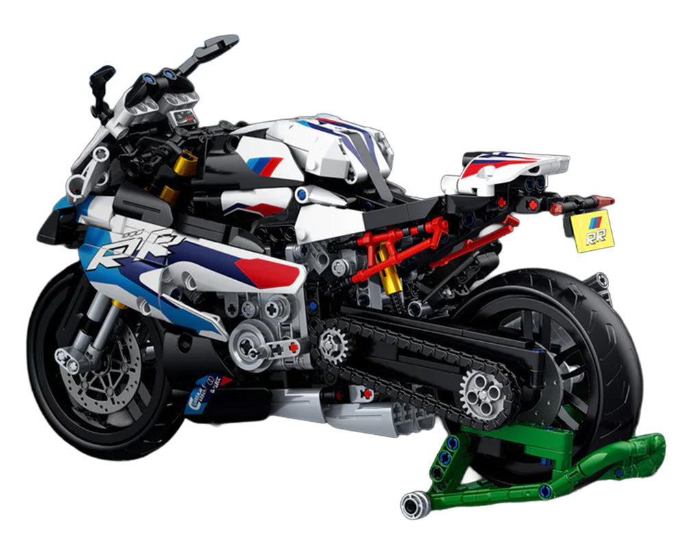 Motocikla sacīkšu konstruktors 912 gab. – balts sporta motocikls ar statīvu