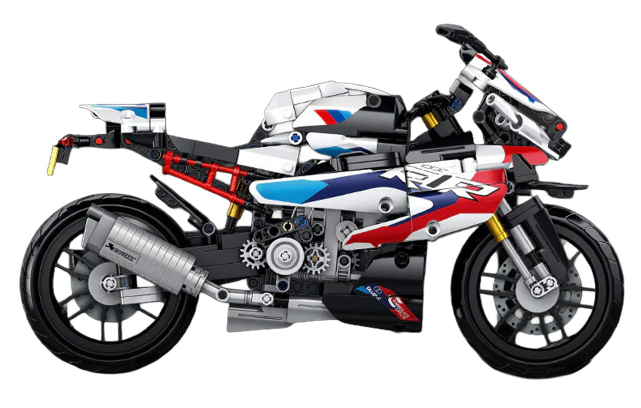 Motocikla sacīkšu konstruktors 912 gab. – balts sporta motocikls ar statīvu