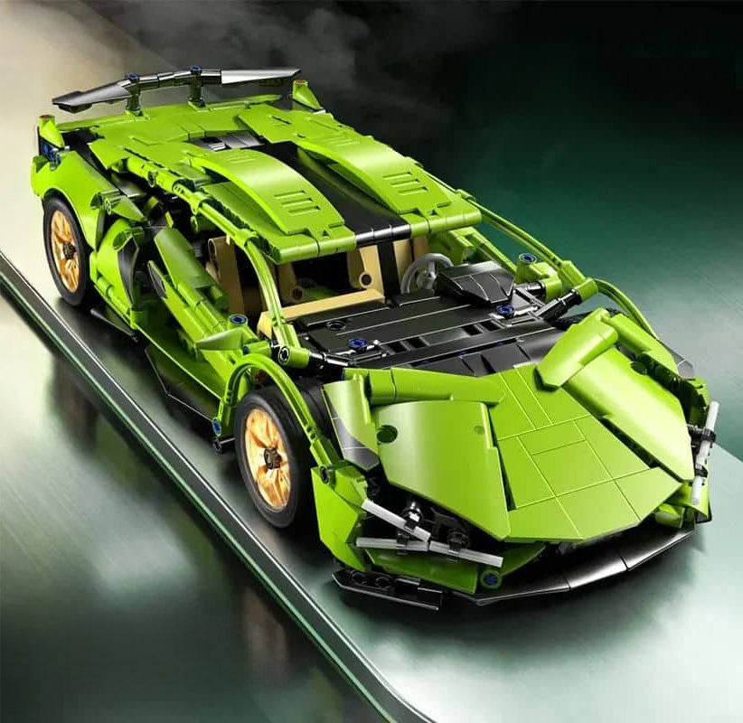 Sporta automašīnu klucīšu komplekts (zaļš, 470 gab.)