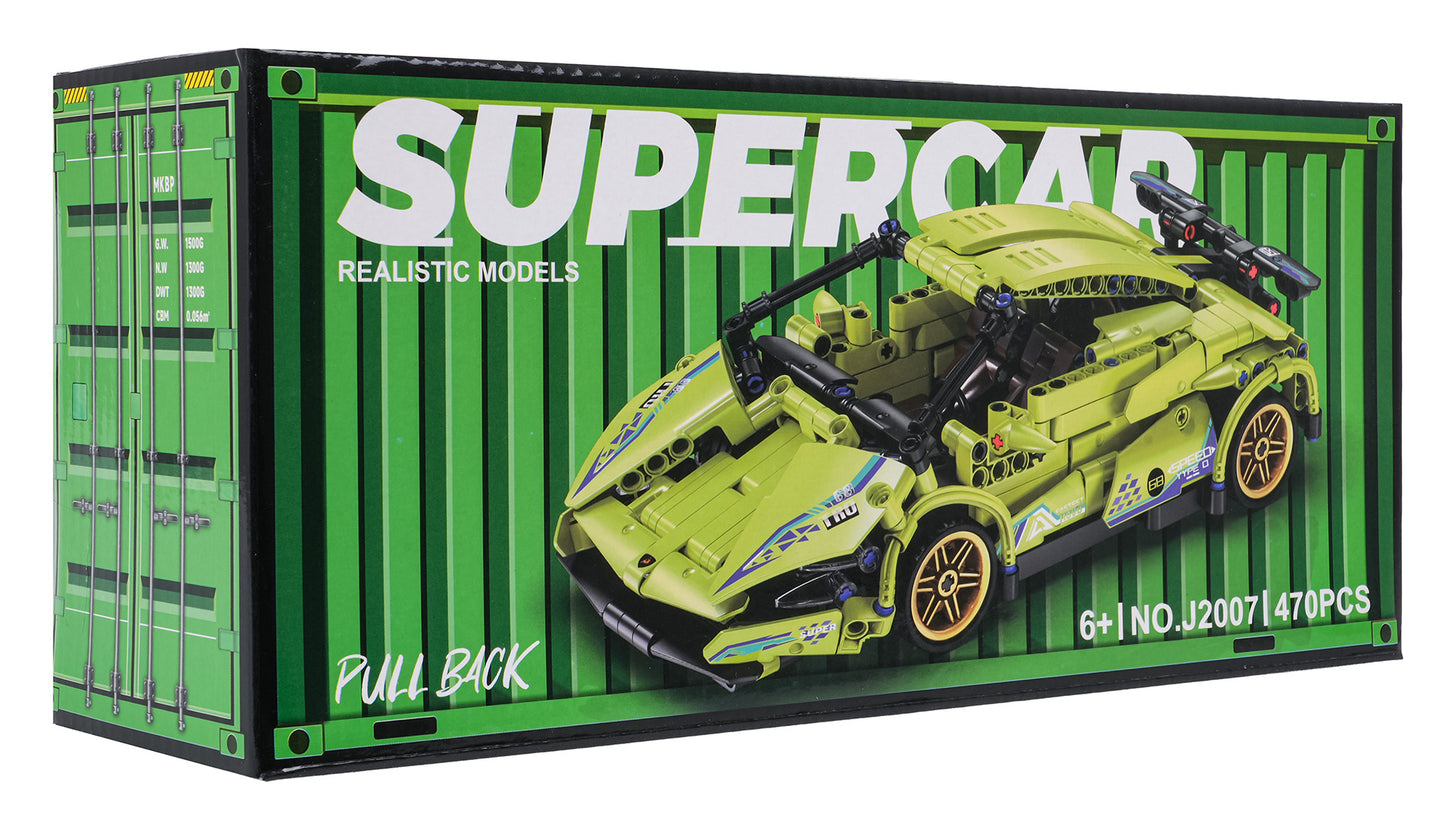 Sporta automašīnu klucīšu komplekts (zaļš, 470 gab.)