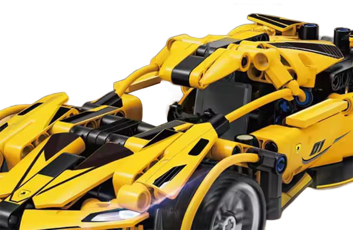 Dzeltena sporta auto klucīšu komplekts – 422 gab. (6+)