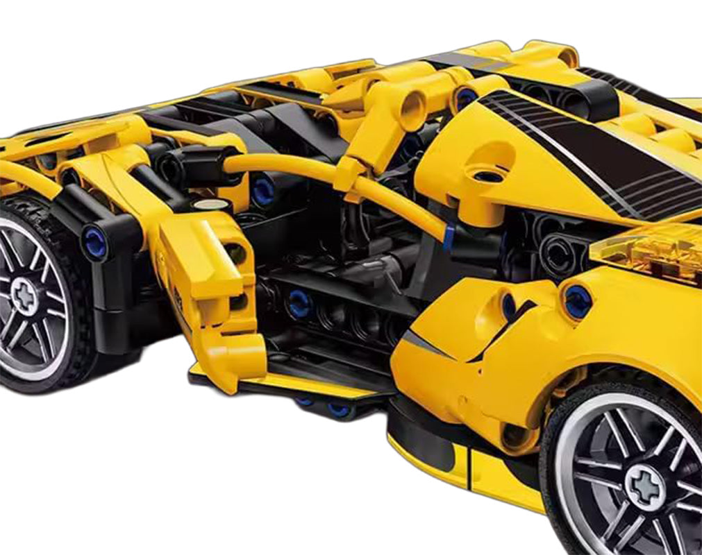 Dzeltena sporta auto klucīšu komplekts – 422 gab. (6+)