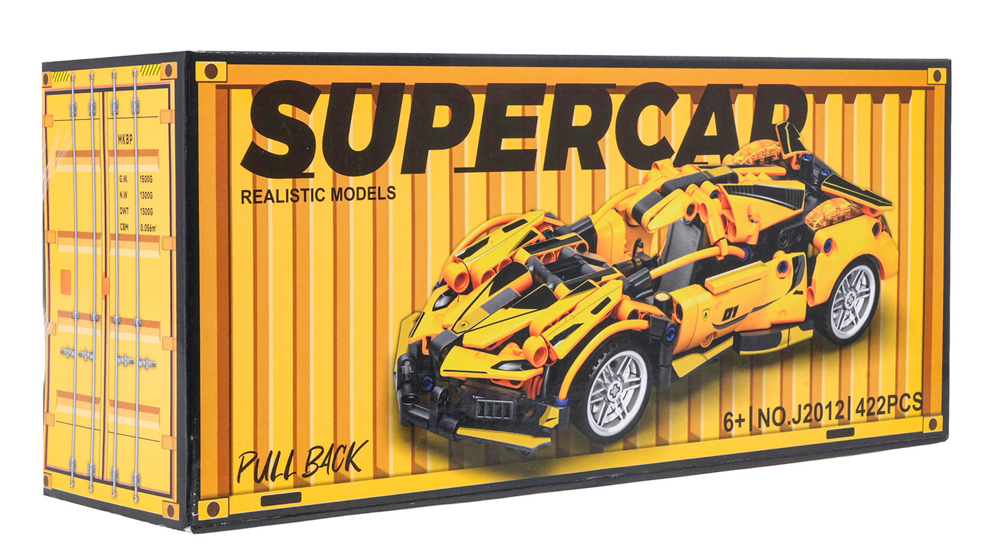 Dzeltena sporta auto klucīšu komplekts – 422 gab. (6+)