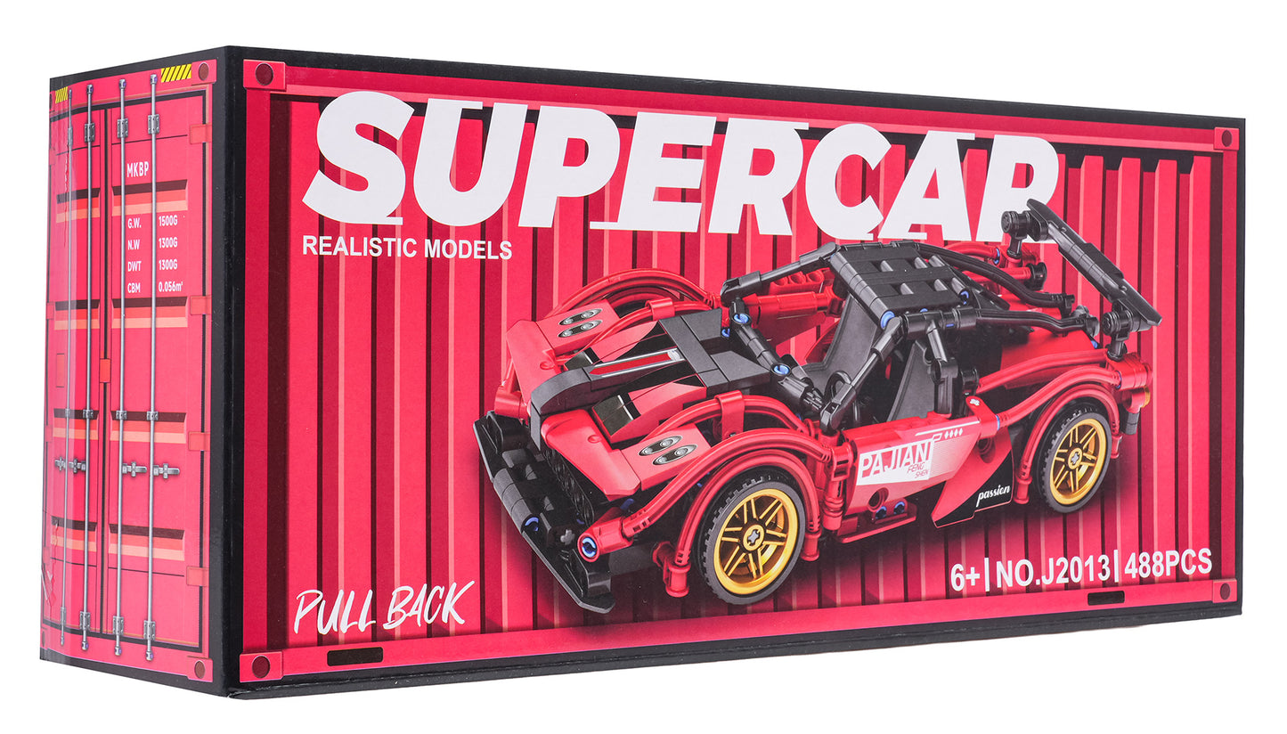 Sarkano sporta automašīnu klucīšu komplekts 482 gab.