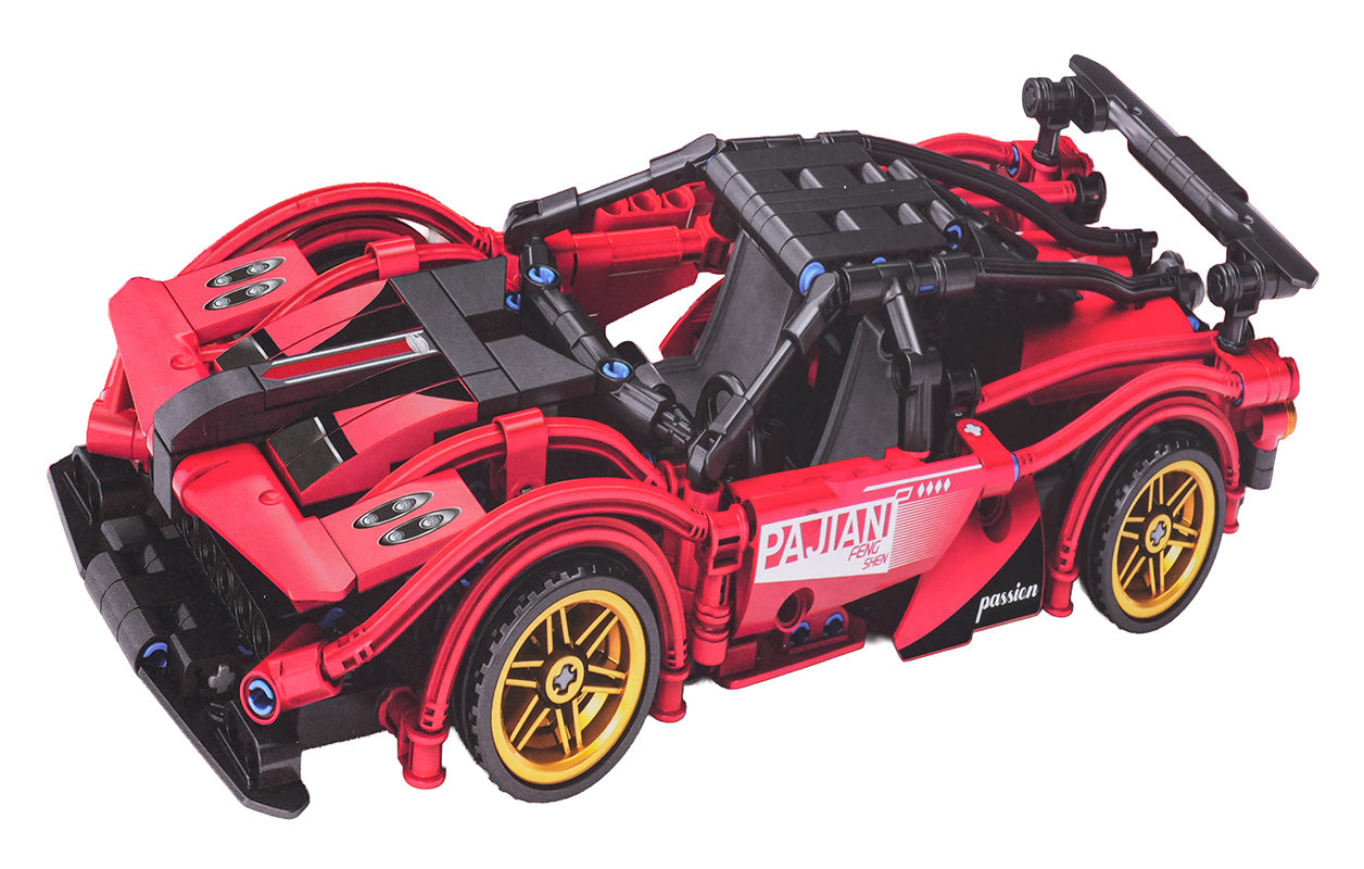 Sarkano sporta automašīnu klucīšu komplekts 482 gab.