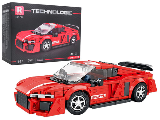 Sarkanas sporta automašīnas klucīšu komplekts (373 gab.)