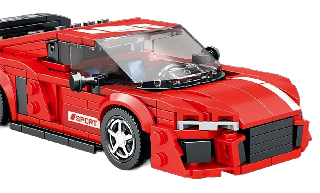 Sarkanas sporta automašīnas klucīšu komplekts (373 gab.)