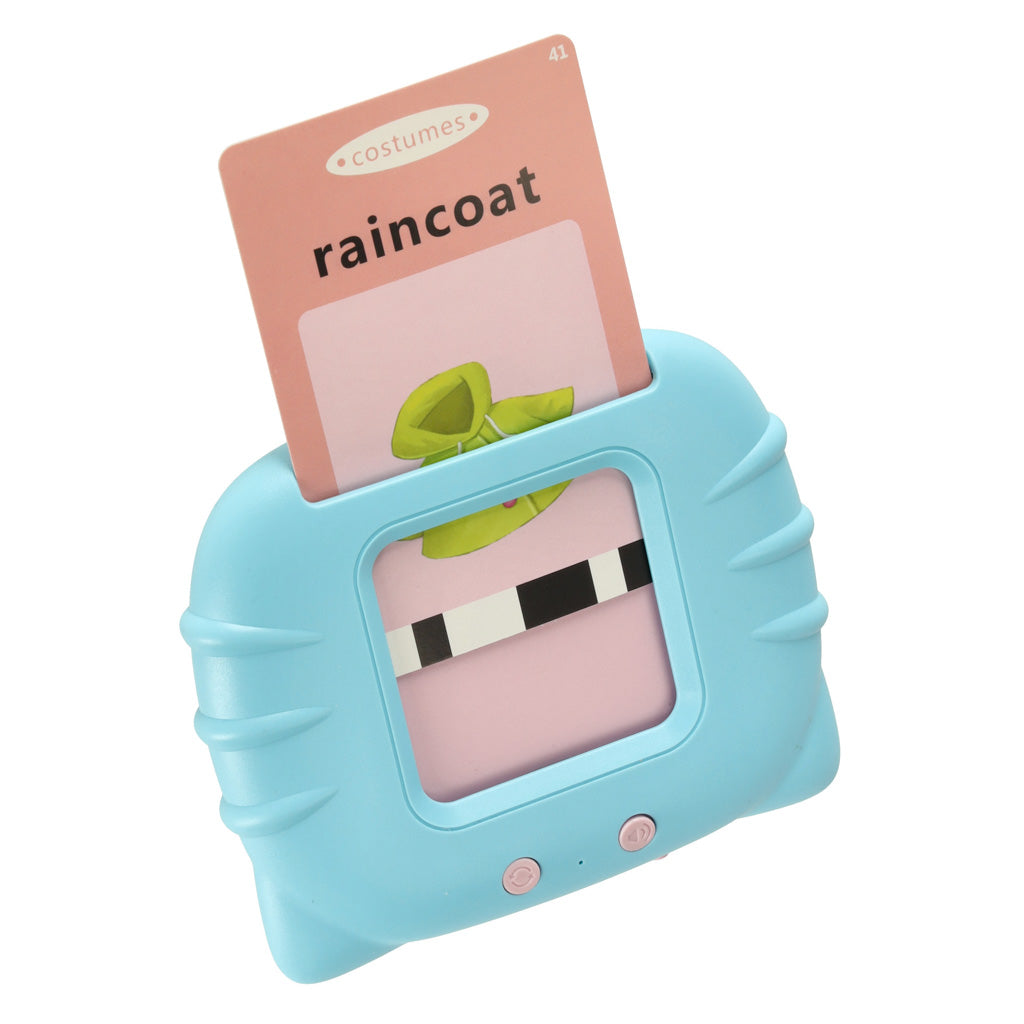 Interaktīvs kartīšu lasītājs bērniem – angļu valodas apguvei (100 divpusējas kartītes)Rozā/zils