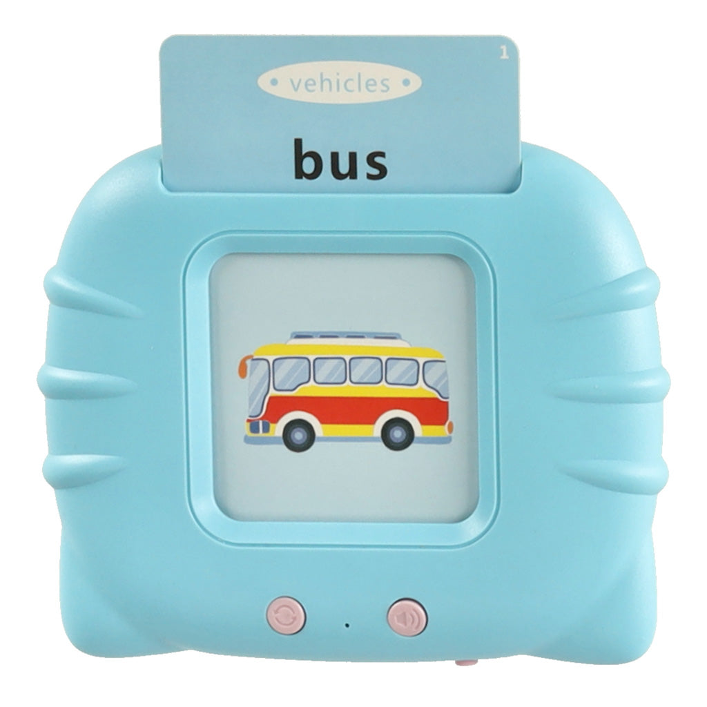 Interaktīvs kartīšu lasītājs bērniem – angļu valodas apguvei (100 divpusējas kartītes)Rozā/zils