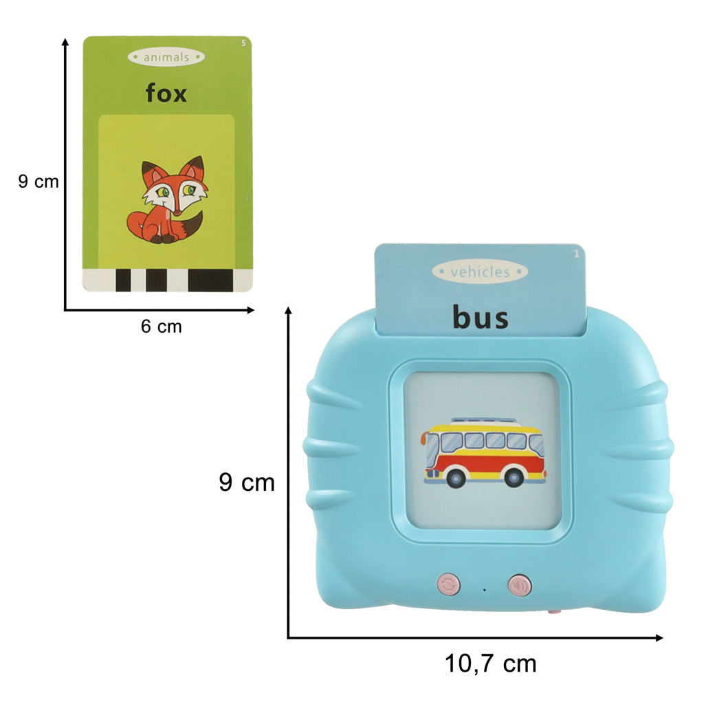 Interaktīvs kartīšu lasītājs bērniem – angļu valodas apguvei (100 divpusējas kartītes)Rozā/zils