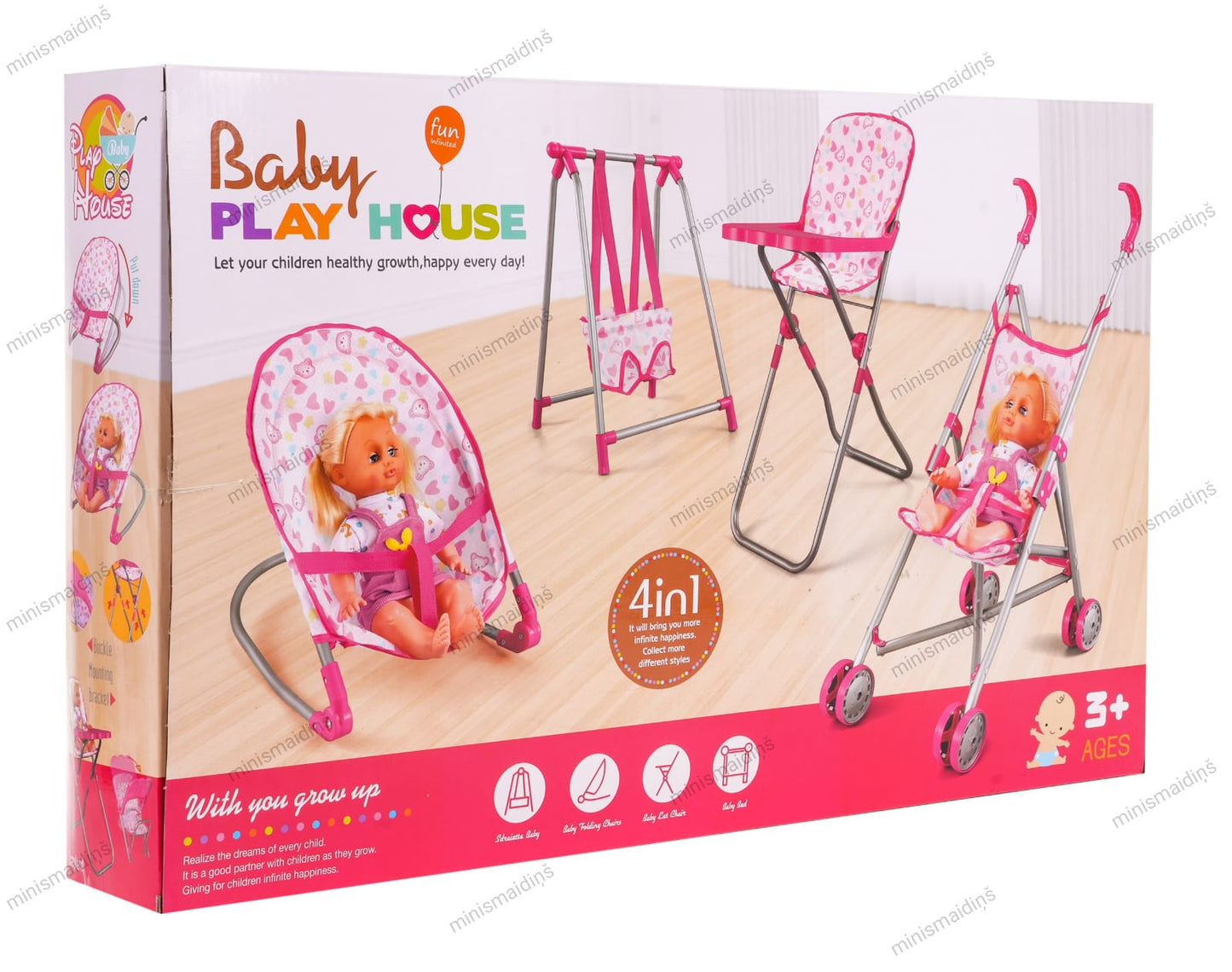 Baby Play House 3 in 1 komplekts ar lelli