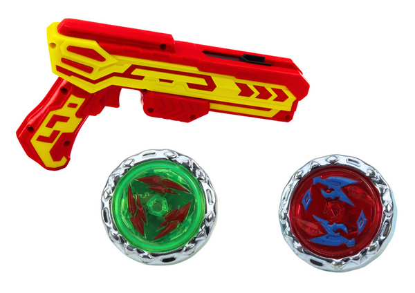 bayblade komplets ar palaišanas ieroci sarkana krasa un diviem bayblade  diskiem metala