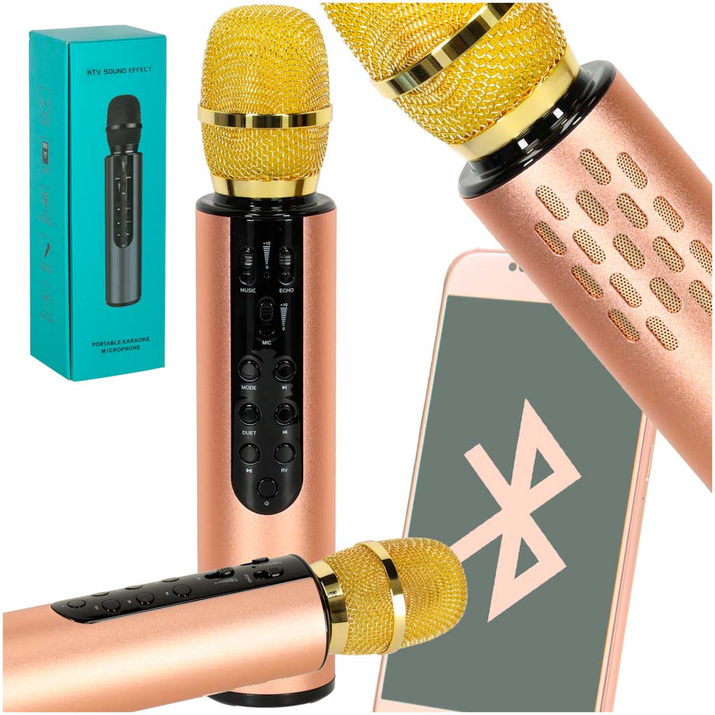 BEZVADU KARAOKE MIKROFONS K3 AR BLUETOOTH – ZELTA KRĀSA