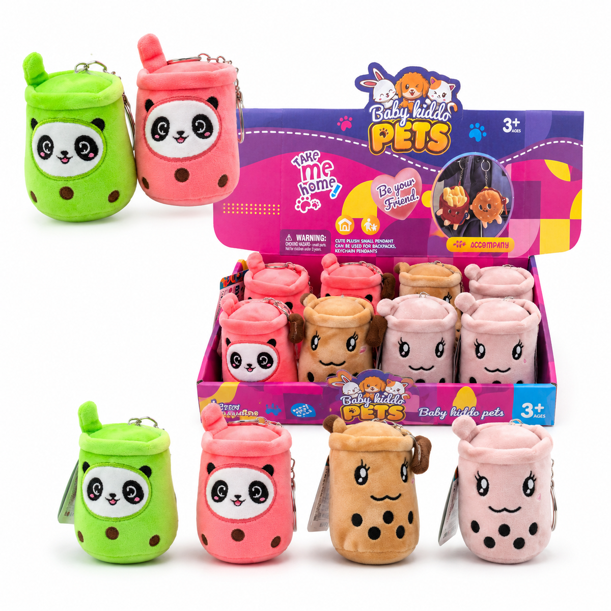 Plīša bubble tea piekariņš bērniem dažādos dizainos, mix