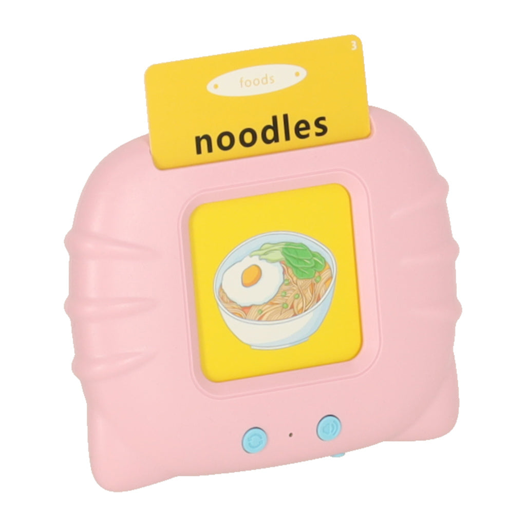 Interaktīvs kartīšu lasītājs bērniem – angļu valodas apguvei (100 divpusējas kartītes)Rozā/zils