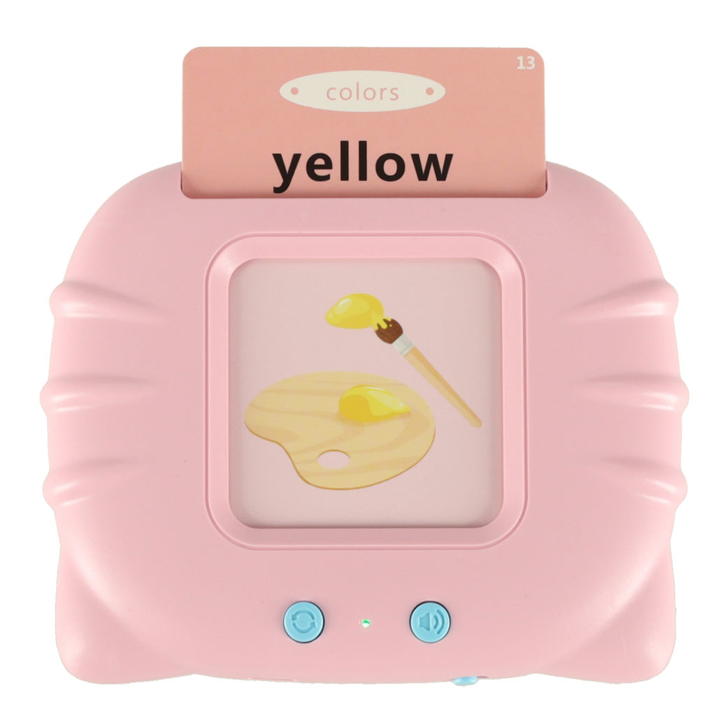 Interaktīvs kartīšu lasītājs bērniem – angļu valodas apguvei (100 divpusējas kartītes)Rozā/zils