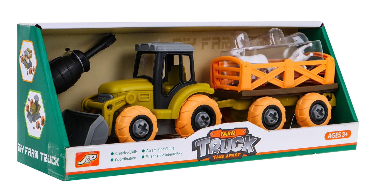 Izjaucams traktors ar kausu, piekabi, skrūvgriezi, 2 aitiņām
