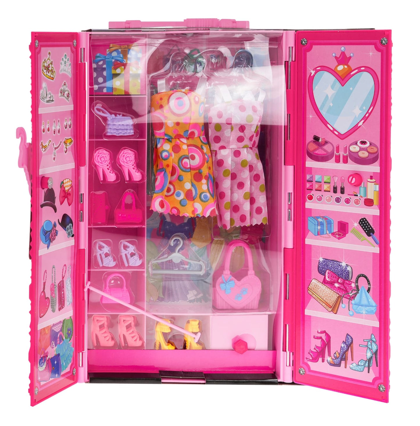 BEAUTY GIRL DREAM WARDROBE leļļu drēbju skapis + lelles, drēbes, aksesuāri