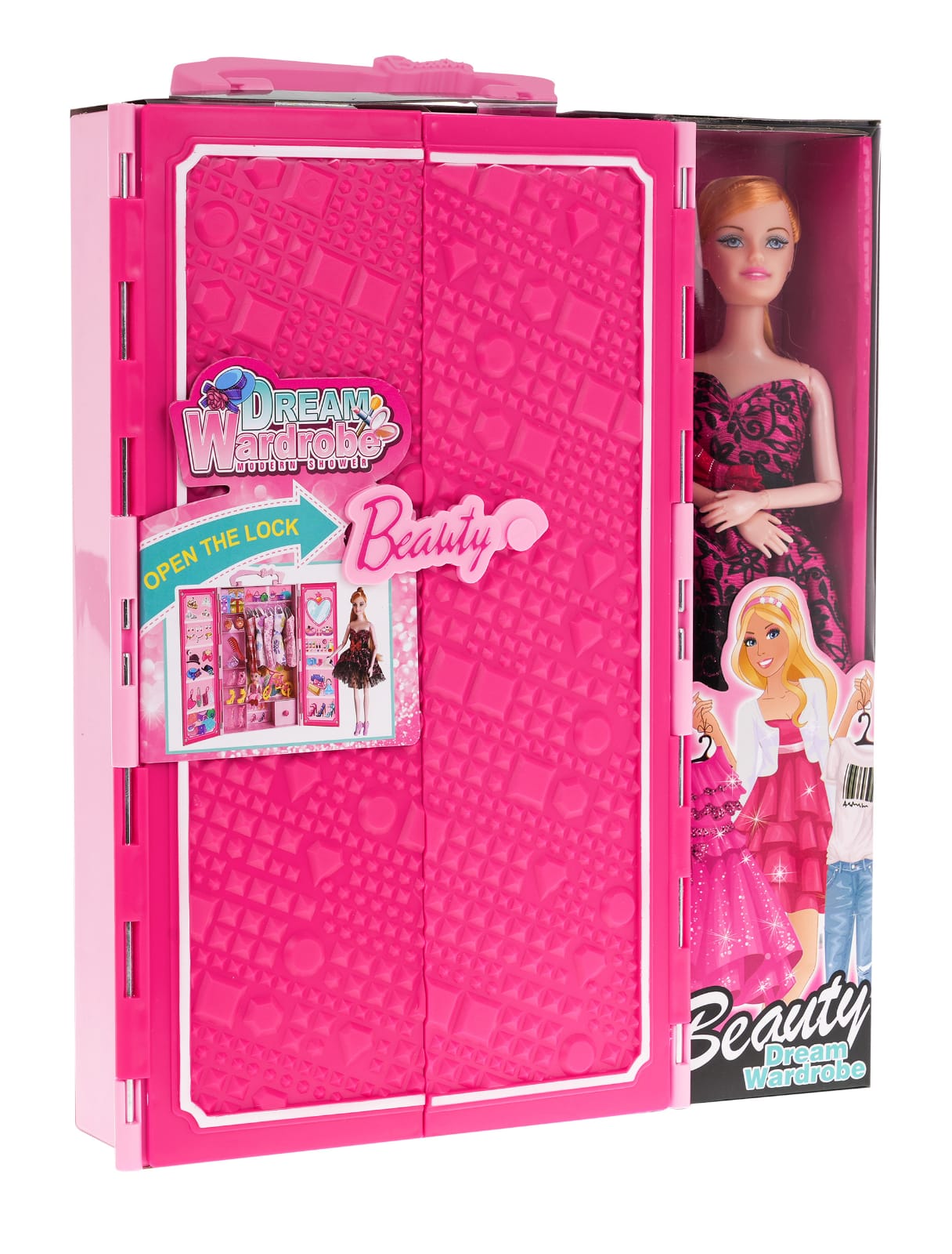 BEAUTY GIRL DREAM WARDROBE leļļu drēbju skapis + lelles, drēbes, aksesuāri