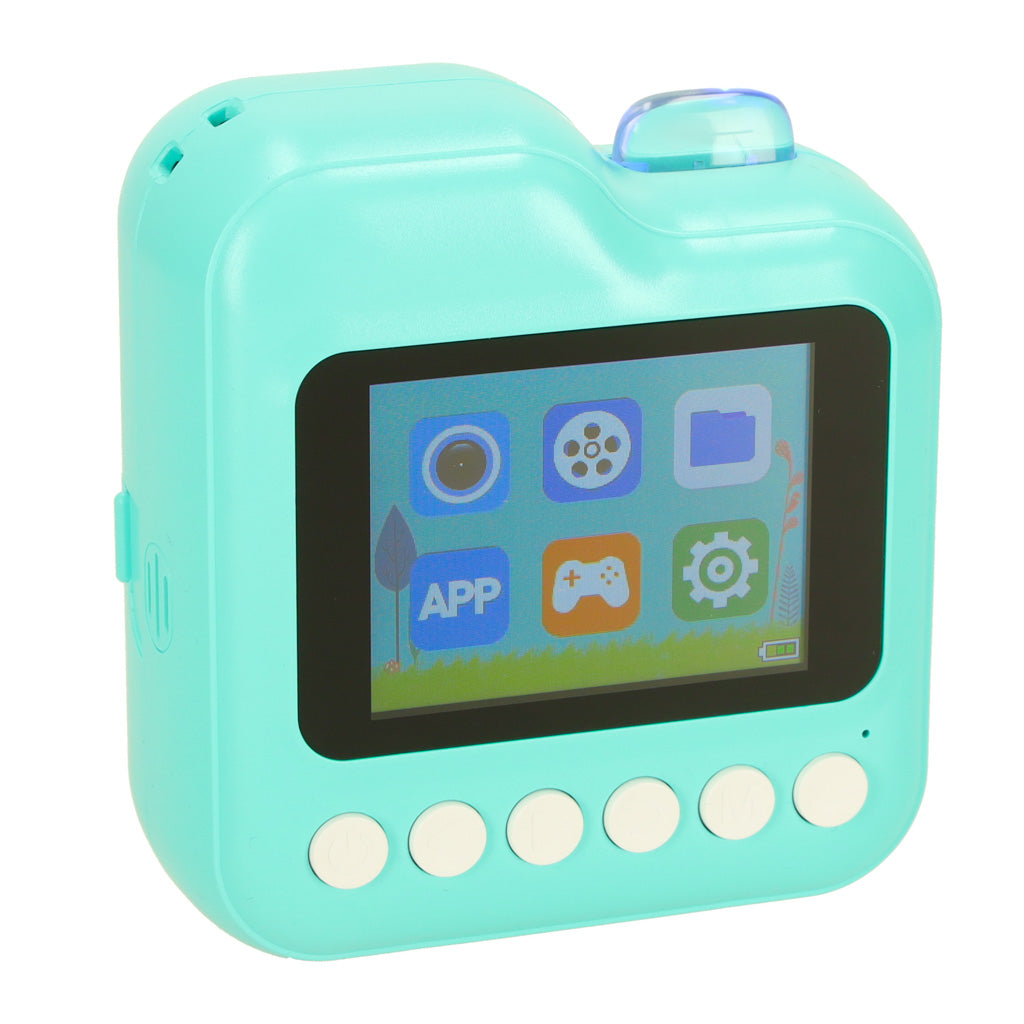 Bērnu instant kamera ar termoprinteri, video un spēlēm (zaļa) + 32GB karte