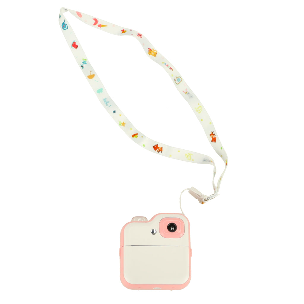 Bērnu instant kamera ar termoprinteri, video un spēlēm (rozā/balta) + 32GB karte