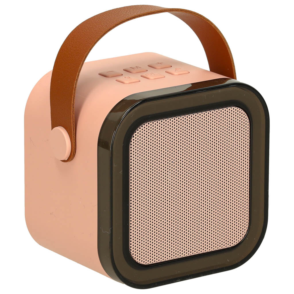 Rozā Bluetooth karaoke skaļrunis ar 2 bezvadu mikrofoniem un RGB gaismām