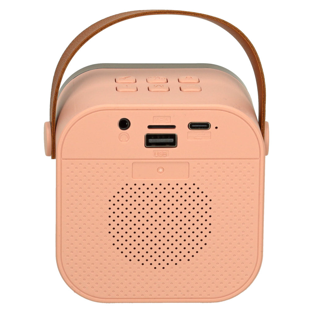 Rozā Bluetooth karaoke skaļrunis ar 2 bezvadu mikrofoniem un RGB gaismām