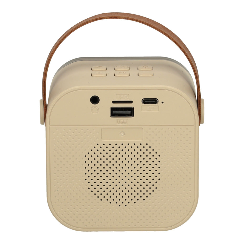 Bērnu karaoke komplekts: skaļrunis + mikrofons (bēšs, RGB, 6 balss efekti)