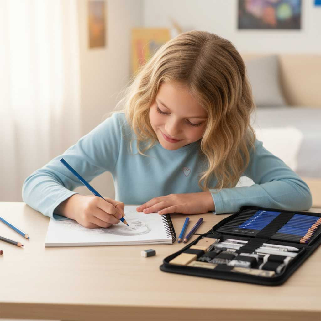 Zīmēšanas un skicēšanas mākslas komplekts – 54 daļas