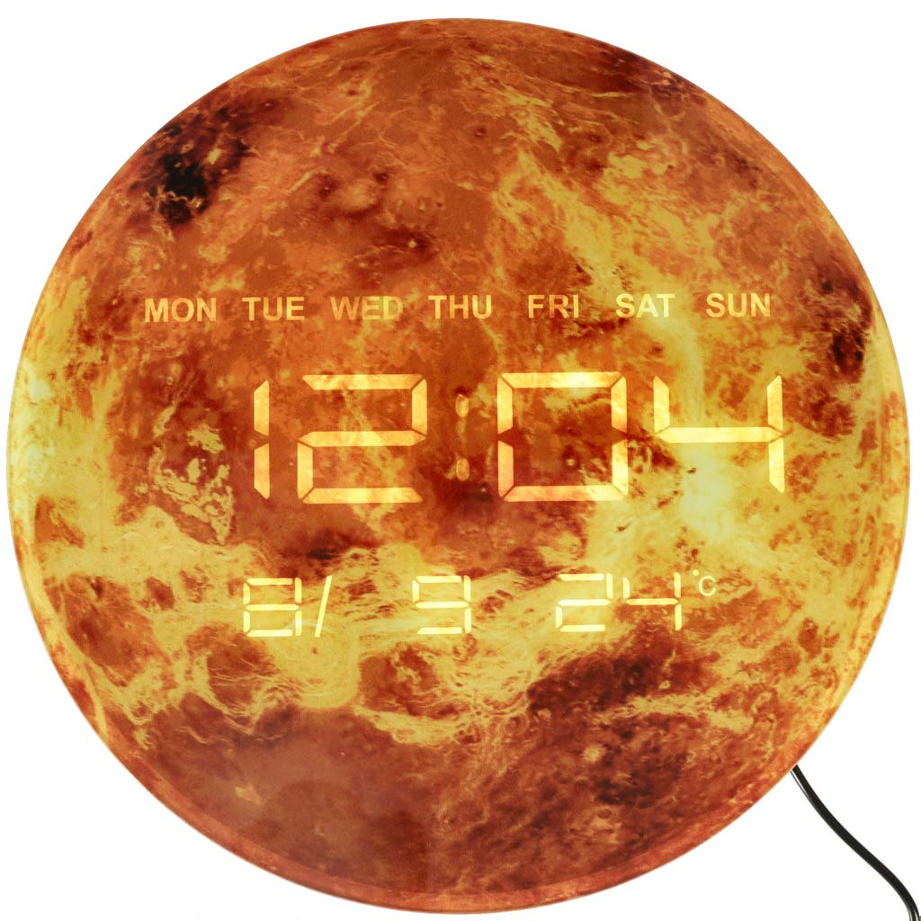 LED sienas pulkstenis “Marss” 32 cm ar datumu un temperatūru