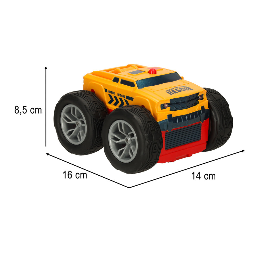 Revolt divpusēja RC triku automašīna 2-in-1 – ugunsdzēsēju un glābšanas auto