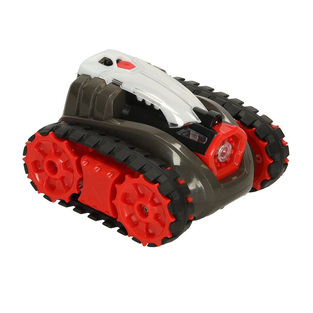 sarkans ar melnu spēļu lāzer tanks uz balta fona 