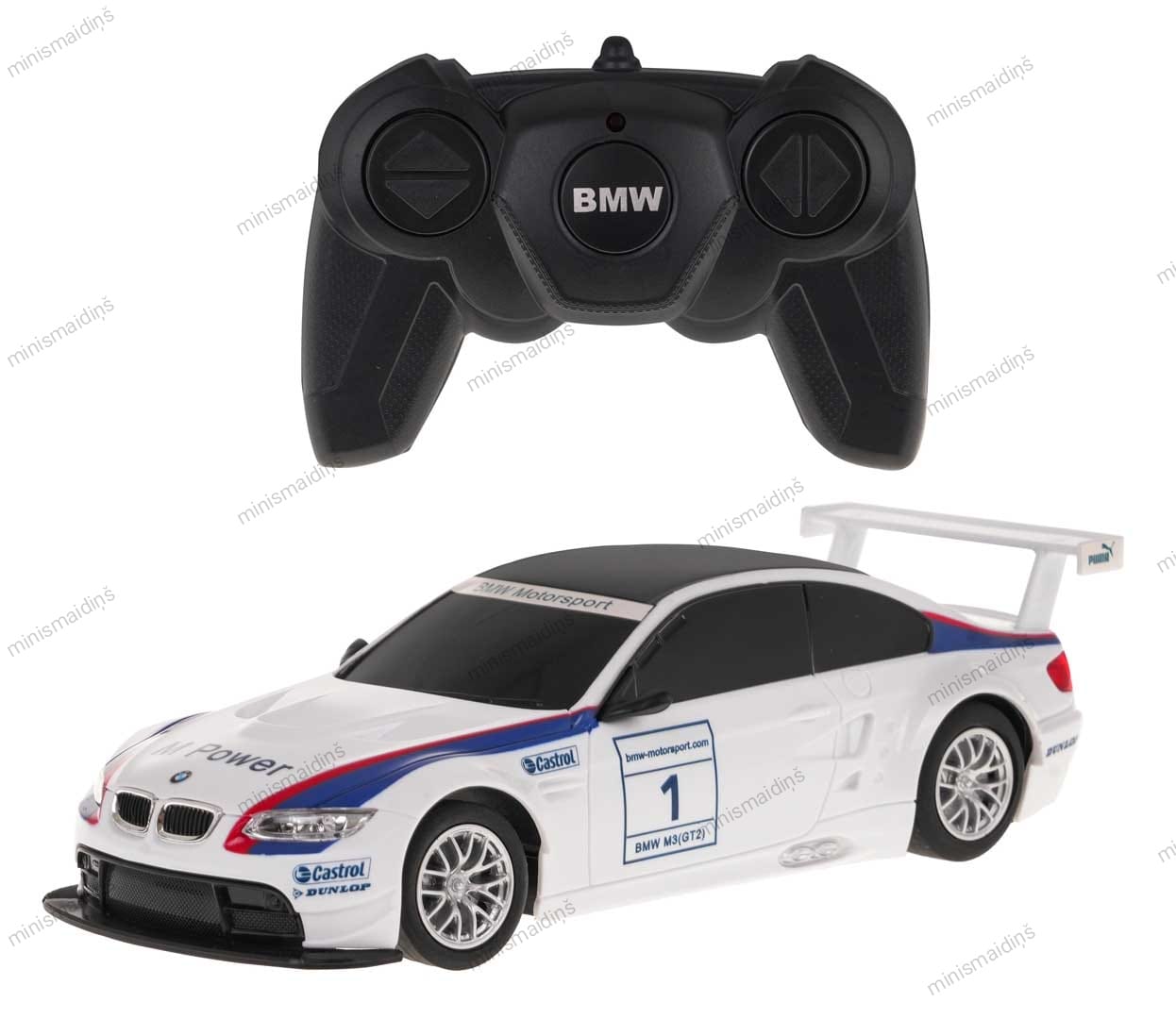 R/C 1:24 BMW M3 baltā krāsā, ar tālvadības pulti 2,4 GHz, RASTAR