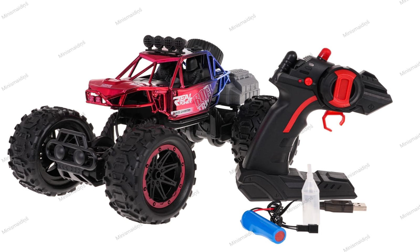 REAL ROCK CRAWLER Visurgājējs ar 2,4 GHz tālvadības pulti un dūmu funkciju R/C , sarkans