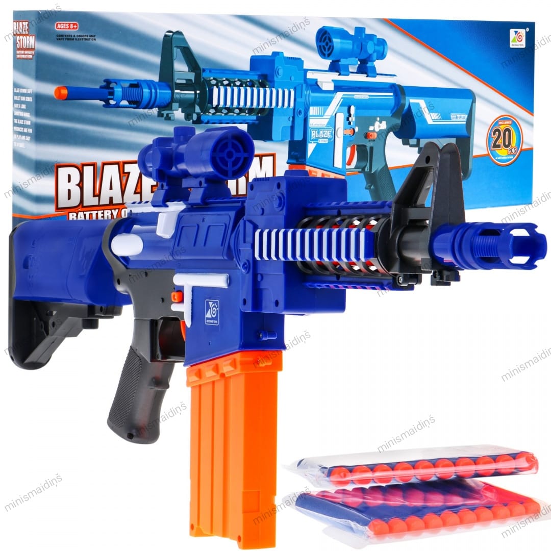 Bērnu rotaļu pistole "Blaze Storm Rifle Blue" ar 20 munīcijām, zils