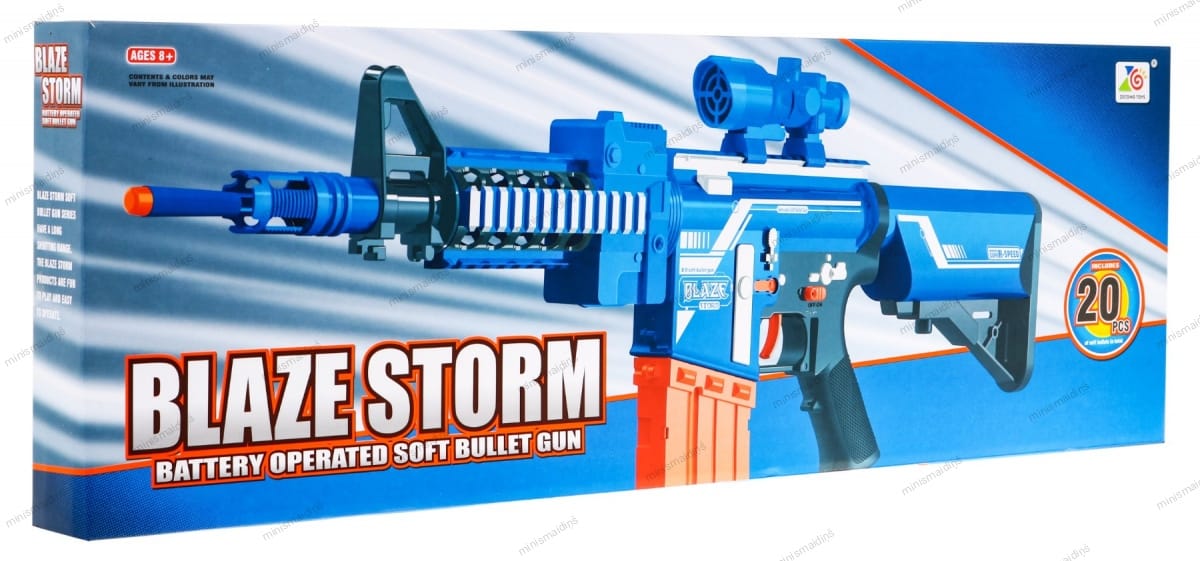 Bērnu rotaļu pistole "Blaze Storm Rifle Blue" ar 20 munīcijām, zils