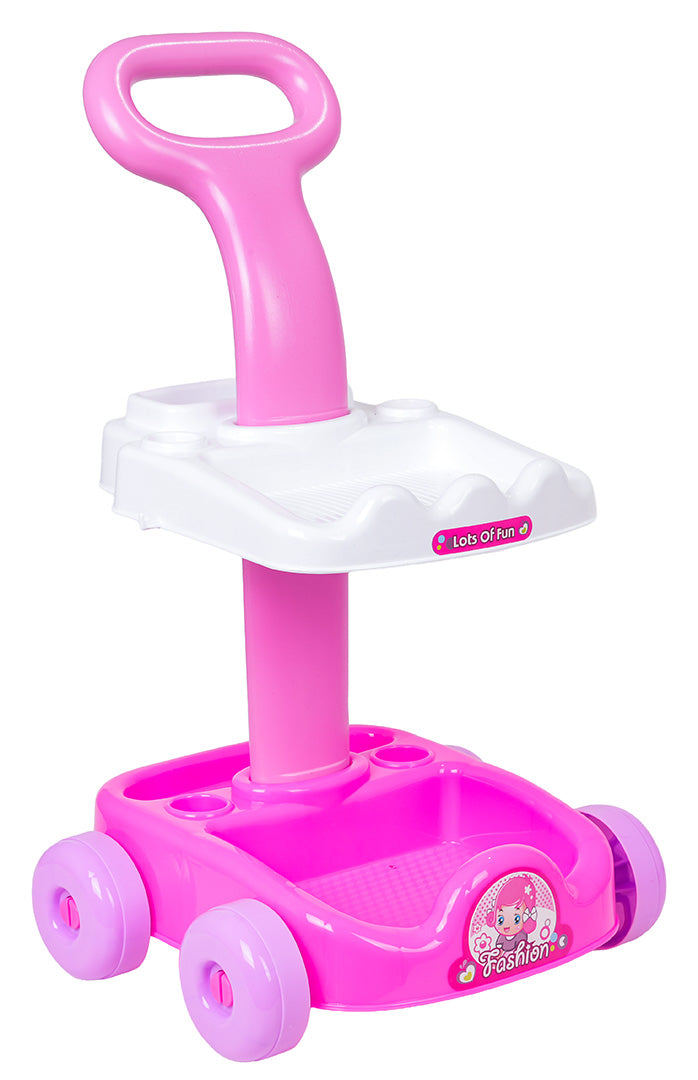 Rozā plastmasas tīrīšanas ratiņi bērniem bez piederumiem, 3+”