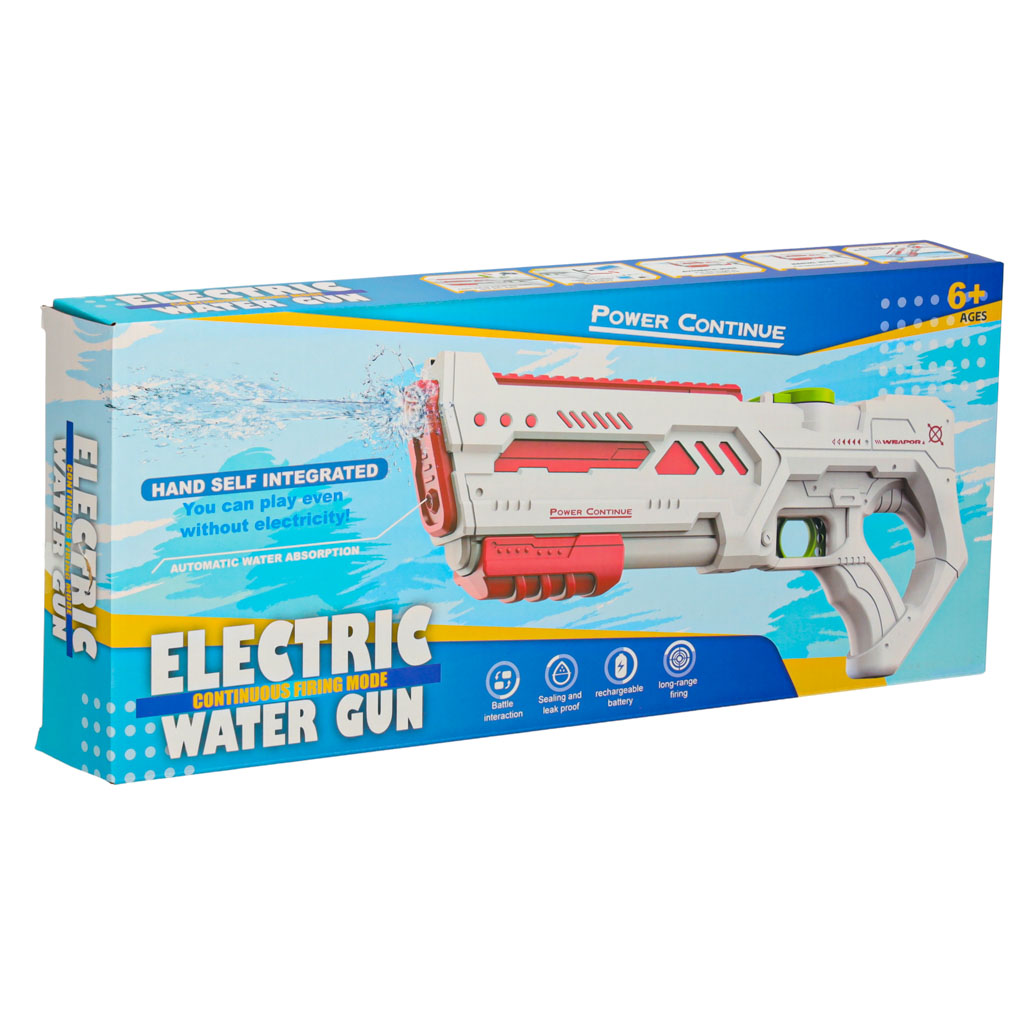 Elektriskā ūdens pistole bērniem 7.4V, 10m šaušanas attālums, balta