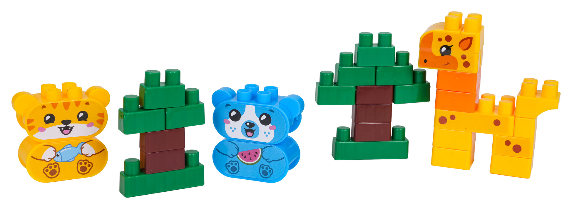 dzivnieku konstruktora detalas tigers lacis zirafe un koka klucisi