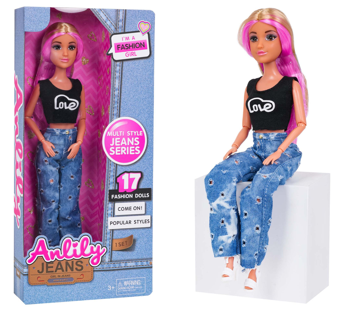 Anlily Jeans modes lelle ar gariem matiem un džinsu apģērbu