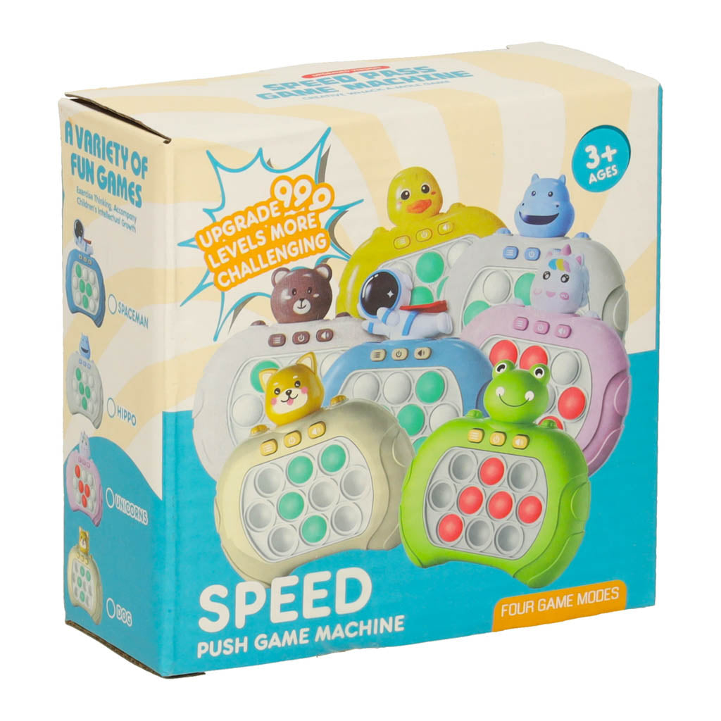 Anti-stresa elektroniskās spēles “Speed Push Game Machine” iepakojums ar dažādiem dzīvnieku dizainiem