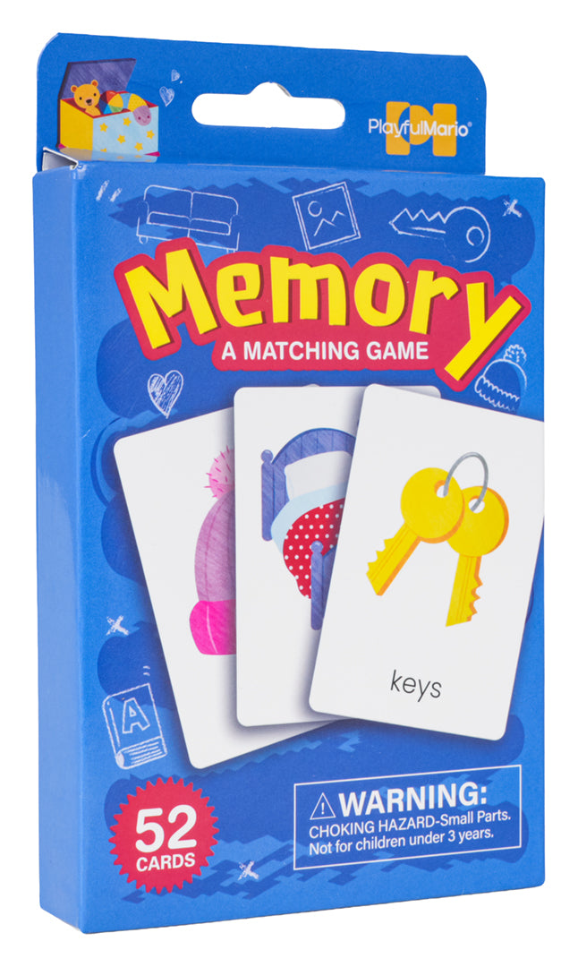 Atmiņas spēle Memory ar 52 kartītēm attēlu pāru meklēšanai